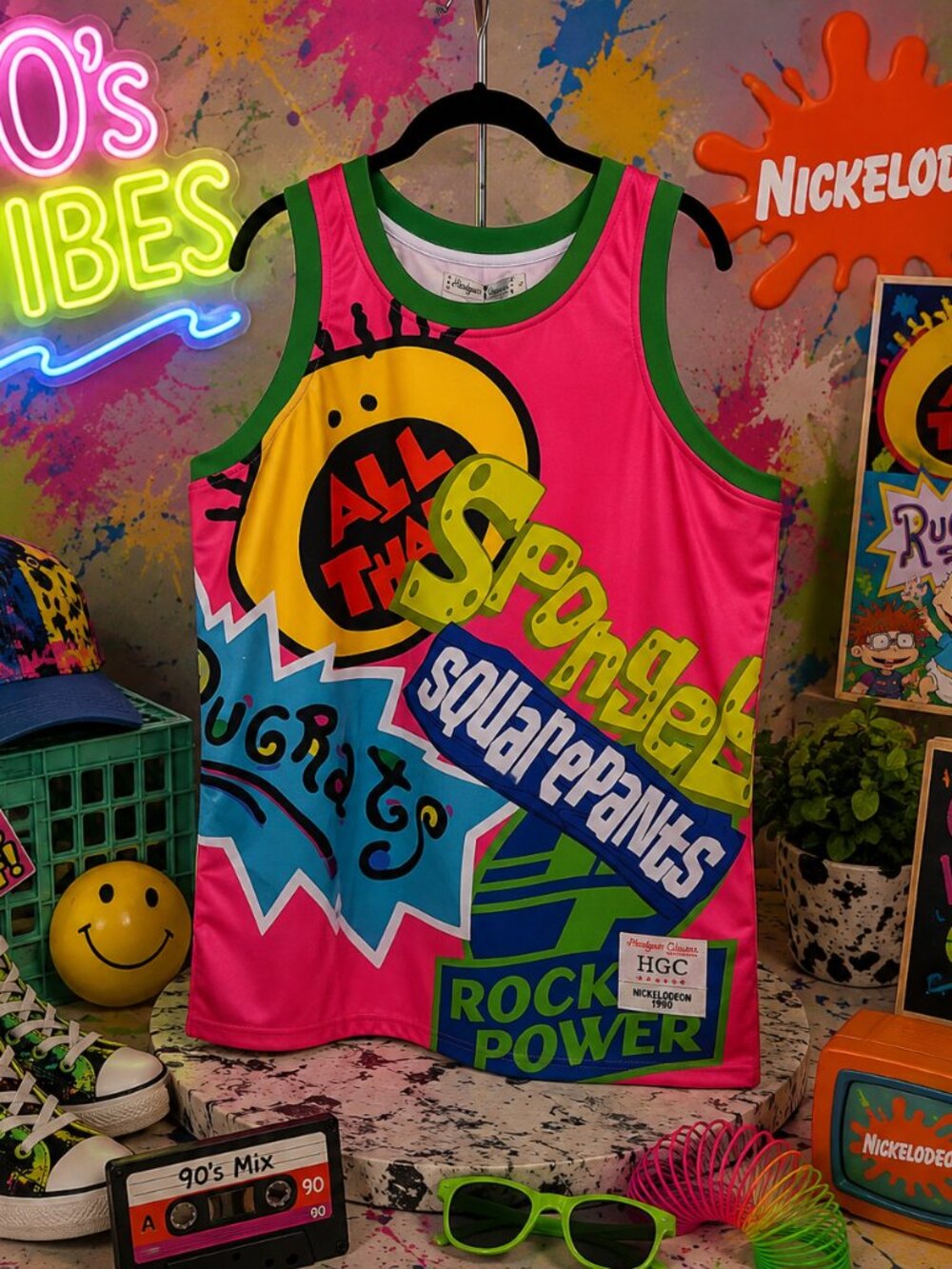 Headgear Classics Nickelodeon 90s Cartoon Graphic Jersey Tank NWT